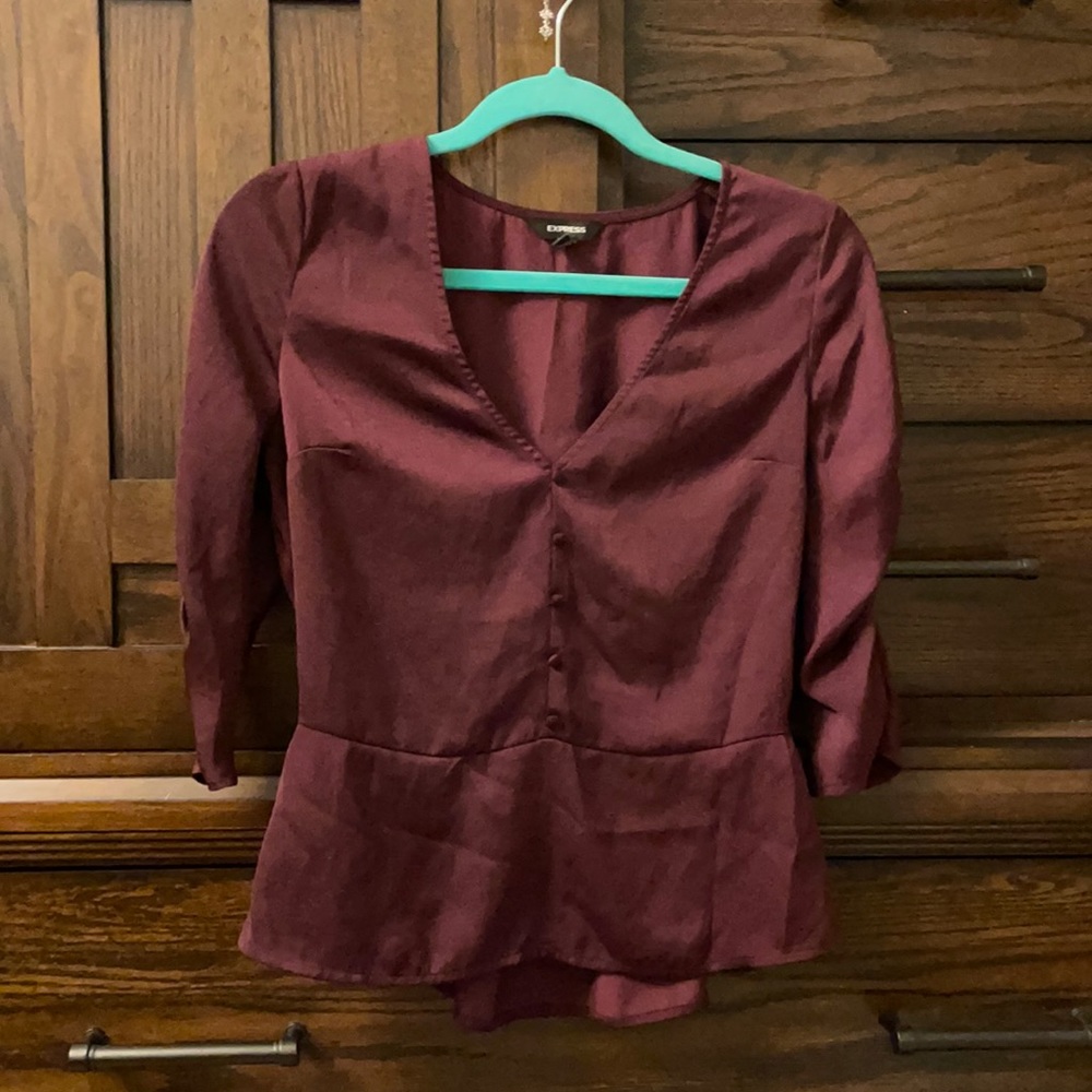 Express maroon peplum shirt